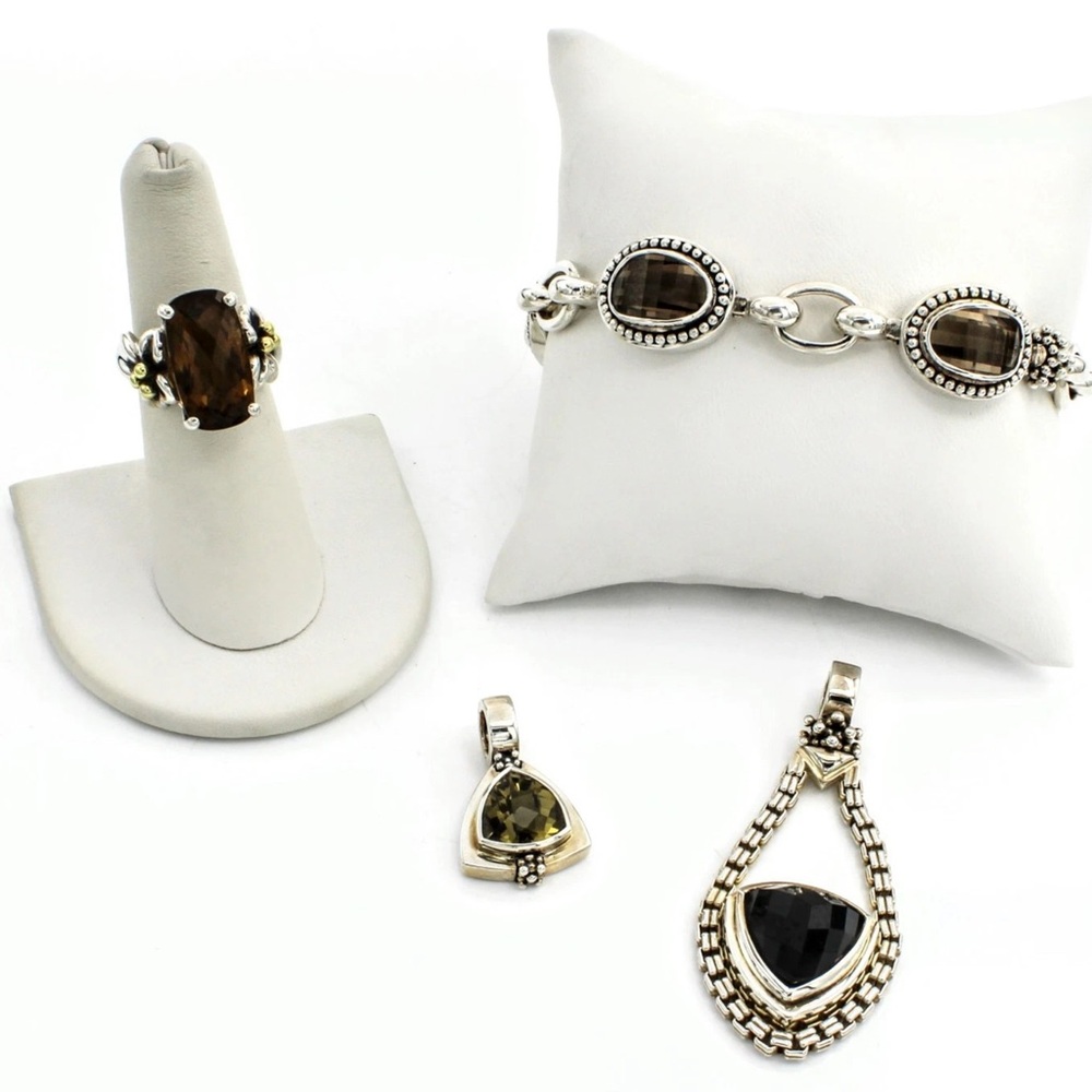 Michael Dawkins Ann King 925 Smoky Quartz Bracelet Ring Pendant lot of 4